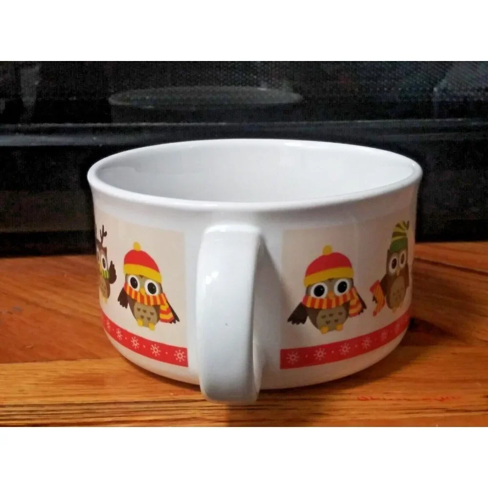 Old Time Pottery Owl Soup bowl/appetizer/cereal/snack bowl with handles, ceramic